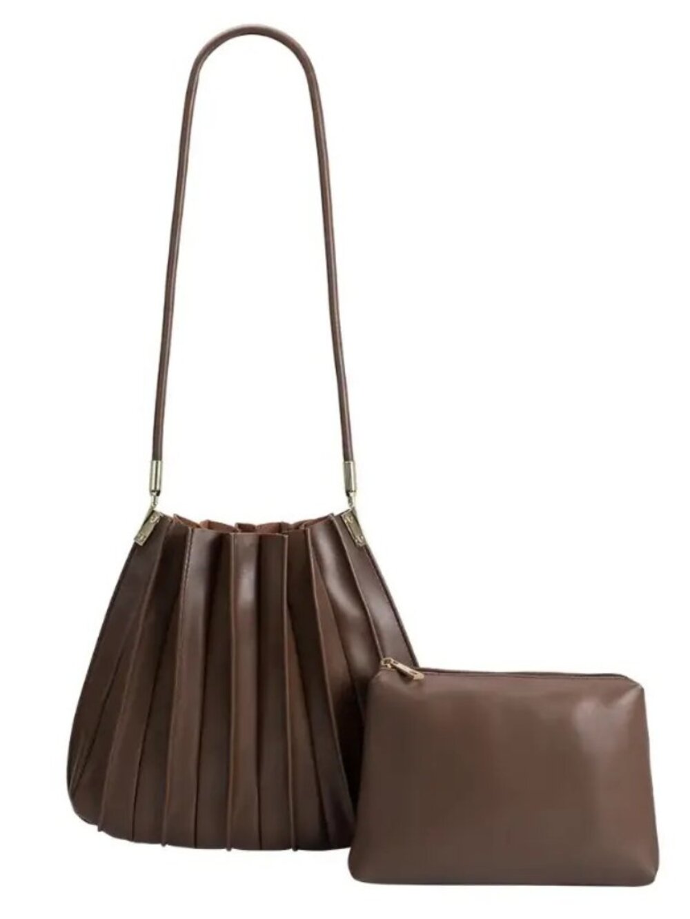 Melie Bianco Carrie Chocolate Vegan Leather Shoulder Handbag Pouch NWT
